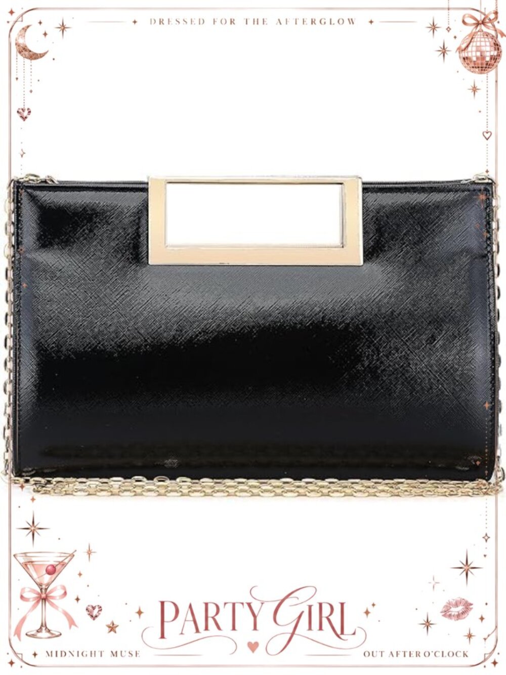 Faux Leather Evening Handbag Crossbody Shoulder Bag Detachable Strap Wedding
